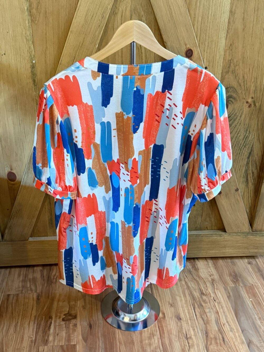 Abstract Brushstroke Print Top Notch Collar 2XL - Picture 2 of 5